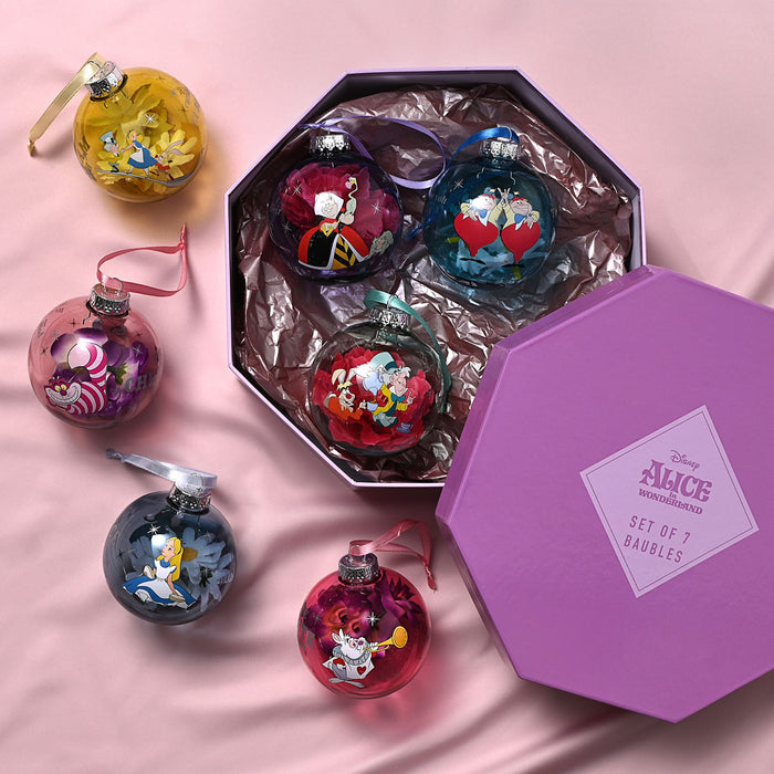 Disney Set of 7 Baubles - Alice In Wonderland