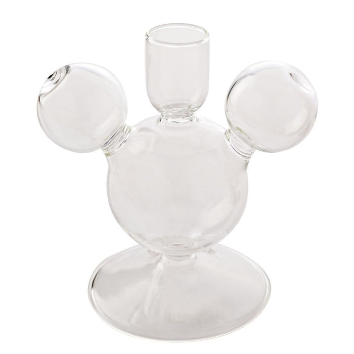 Disney Set Of 2 Mickey Shaped Glass Taper Candle Holders