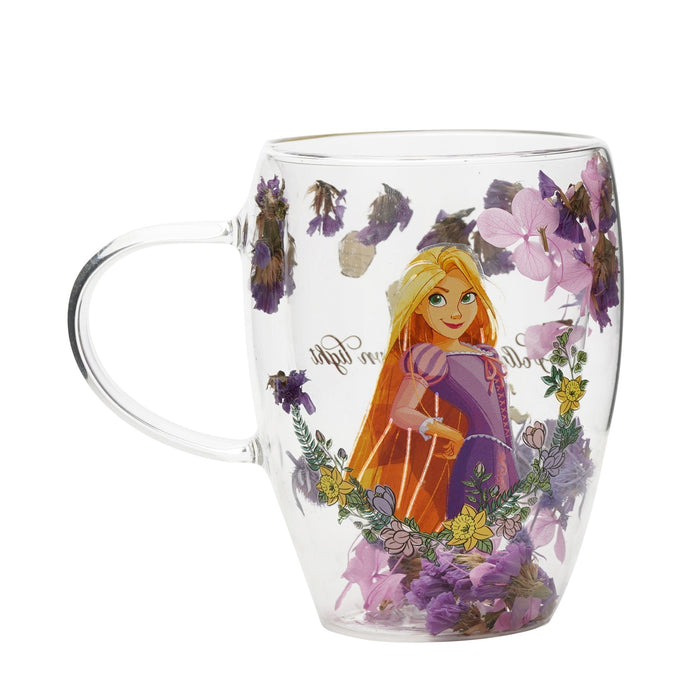 Disney Pastel Princess Floral Decorative Glass Mug - Rapunzel