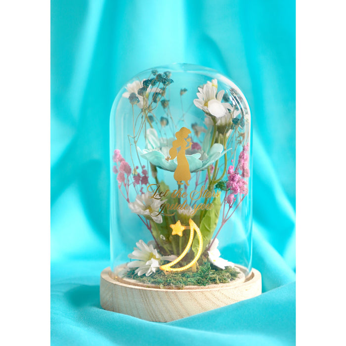 Disney Pastel Princess Florals In A Cloche With Neon Light - Jasmine