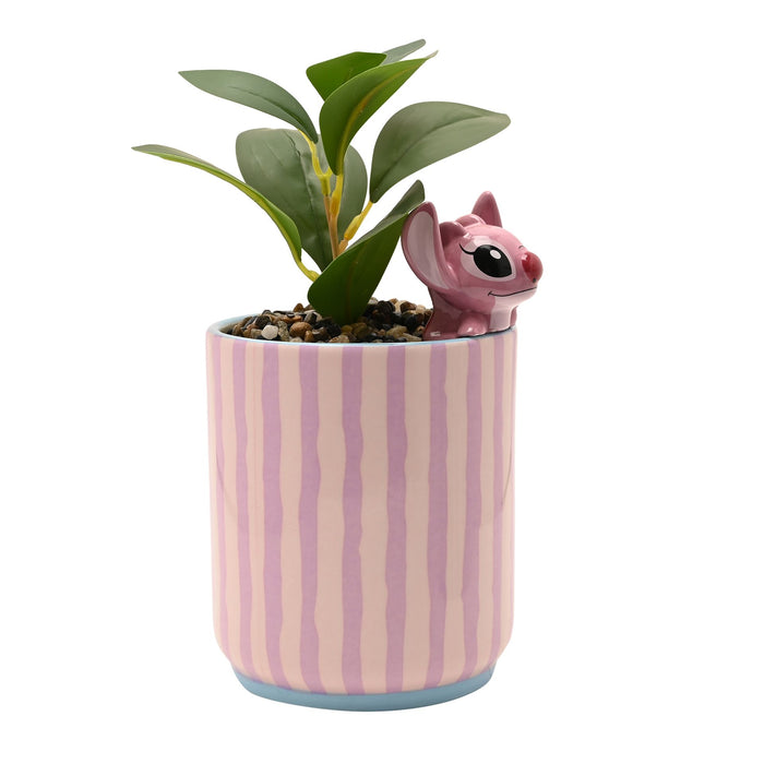 Disney Stitch Planter with 3D Angel & Faux Plant