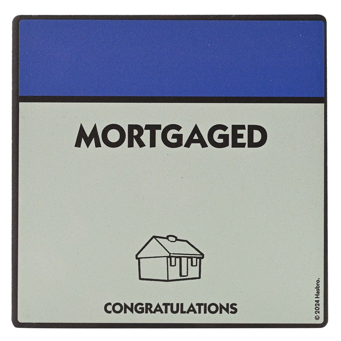 Monopoly Square Coaster in Ceramic & Cork Finish - Mortgaged