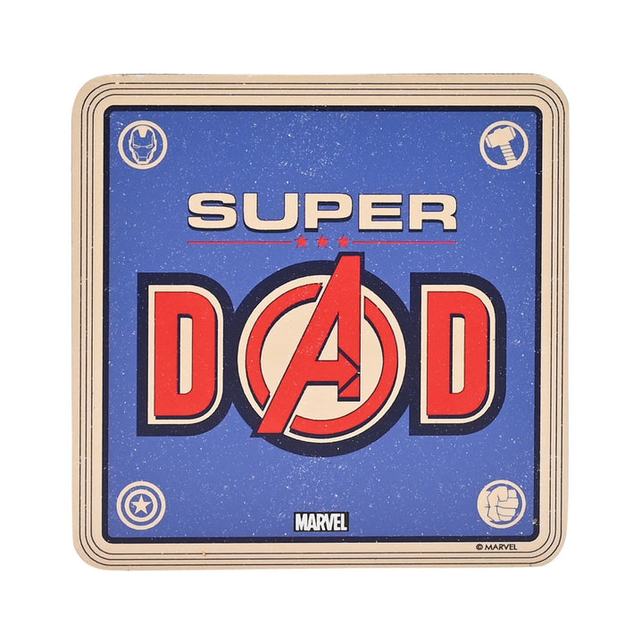 Marvel Avengers Square Coated Hardboard and Cork Coaster - Super Dad