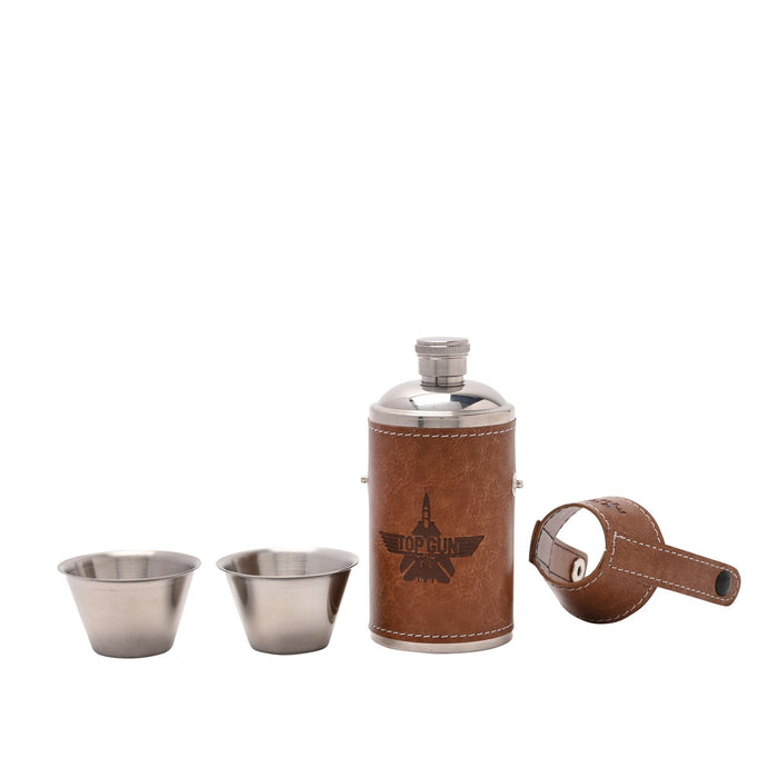 Top Gun Metal Travel Flask 6oz - Brown
