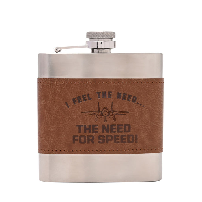 Top Gun Metal Hip Flask 6oz - Brown