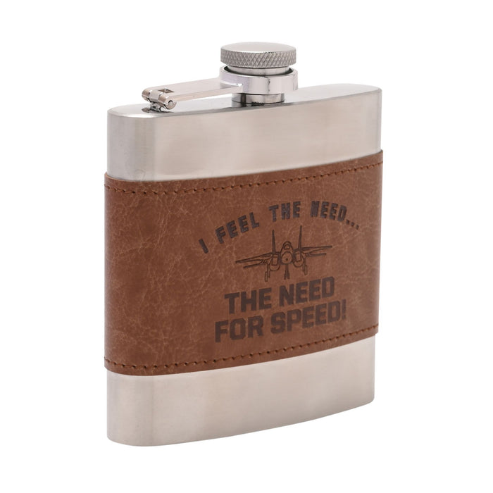 Top Gun Metal Hip Flask 6oz - Brown