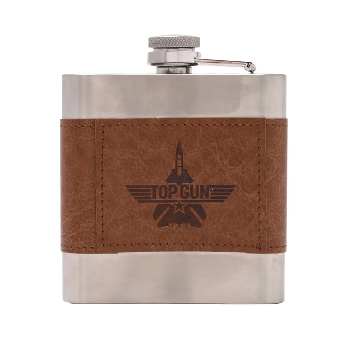 Top Gun Metal Hip Flask 6oz - Brown