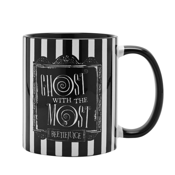 Warner Bros Beetlejuice Striped Mug - "Ghost With The Most"