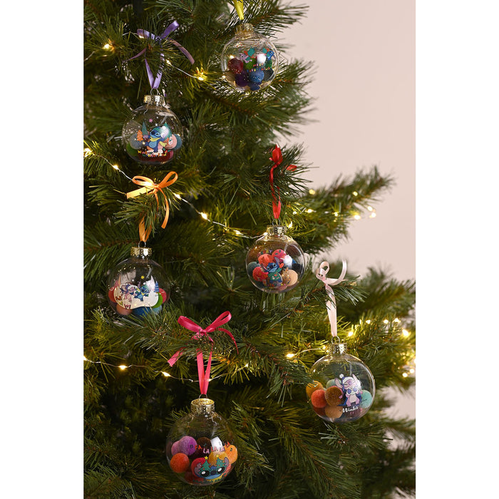 Disney Stitch Set of 7 Baubles with Pom Poms