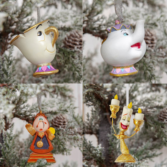 Disney Set of 4 Beauty & The Beast Resin Hanging Decorations