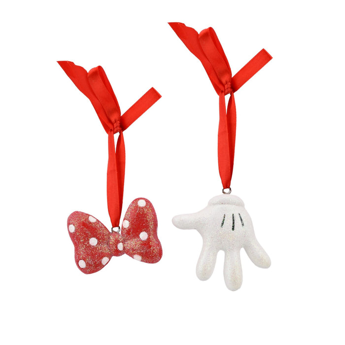 Disney Set of 2 Resin Bow & Glove Shaped Hanging Decorations