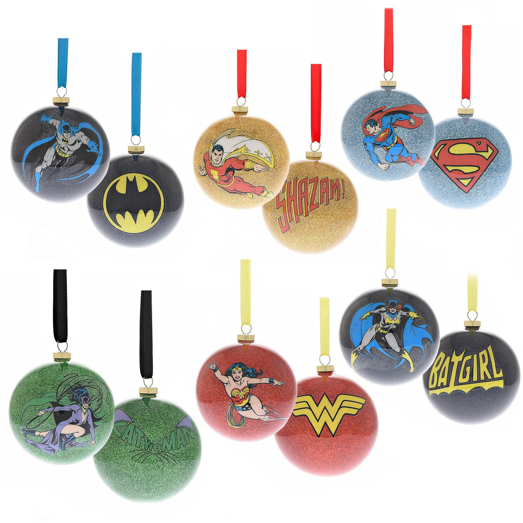 Set 6 Comic Christmas Baubles Heroes
